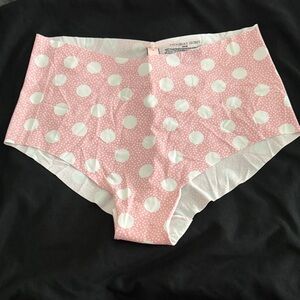 NWT Victoria's Secret Pink and White Polka No-Show Brief Panty